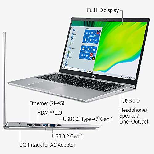 acer 2023 Aspire 5 15.6" FHD IPS Laptop PC AMD 6-Core Ryzen 5 5500U Radeon Vega 7 Graphics 16GB RAM 1TB NVMe SSD USB-C WiFi AX RJ45 BT HDMI2.0 Backlit Keyboard Windows 11 Pro w/RE USB Drive 2
