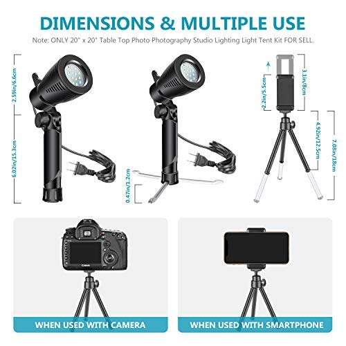 Neewer 20x20 inches Table Top Photography Studio Lighting Light Tent Kit with Foldable Shooting Box, Led Light, Mini Tripod, Phone Holder, 4 Color Backdrops for Product Shooting Advertising 4