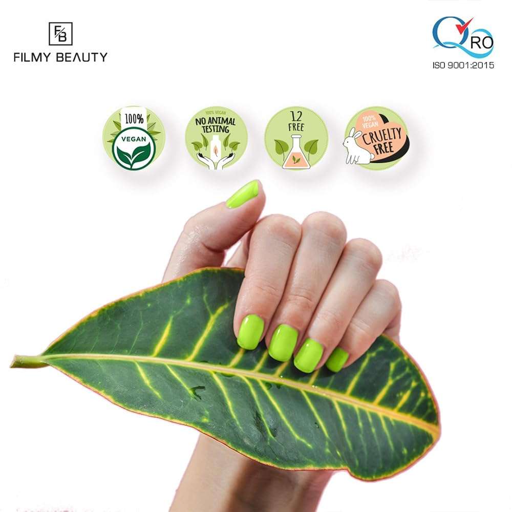 Filmy Beauty Gel Effect Nail Lacquer Set – 2 Shades – Long-Lasting, High Shine, Salon Finish, Quick Drying Nail Polish (Oasis, 10 ML Each) 5