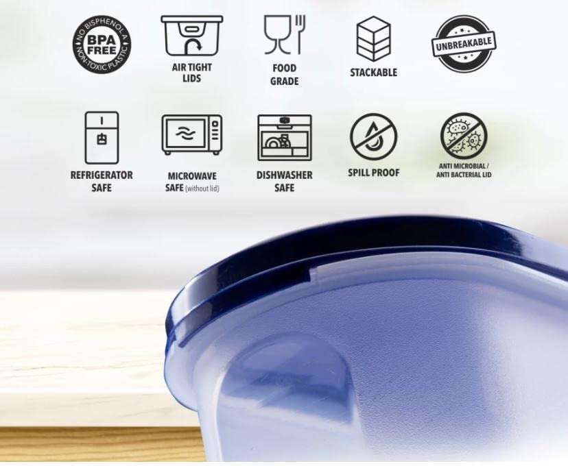 OMORTEX Airtight Oval Storage Plastic Container with Lid For Stylish Kitchen - 2500 ml Plastic Grocery Container Pack Of 2 5