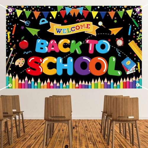 Back to School Decorations, Large Size Welcome Back to School Backdrop Welcome to Kindergarten Banner Decor School Classroom Decorations Supplies 4