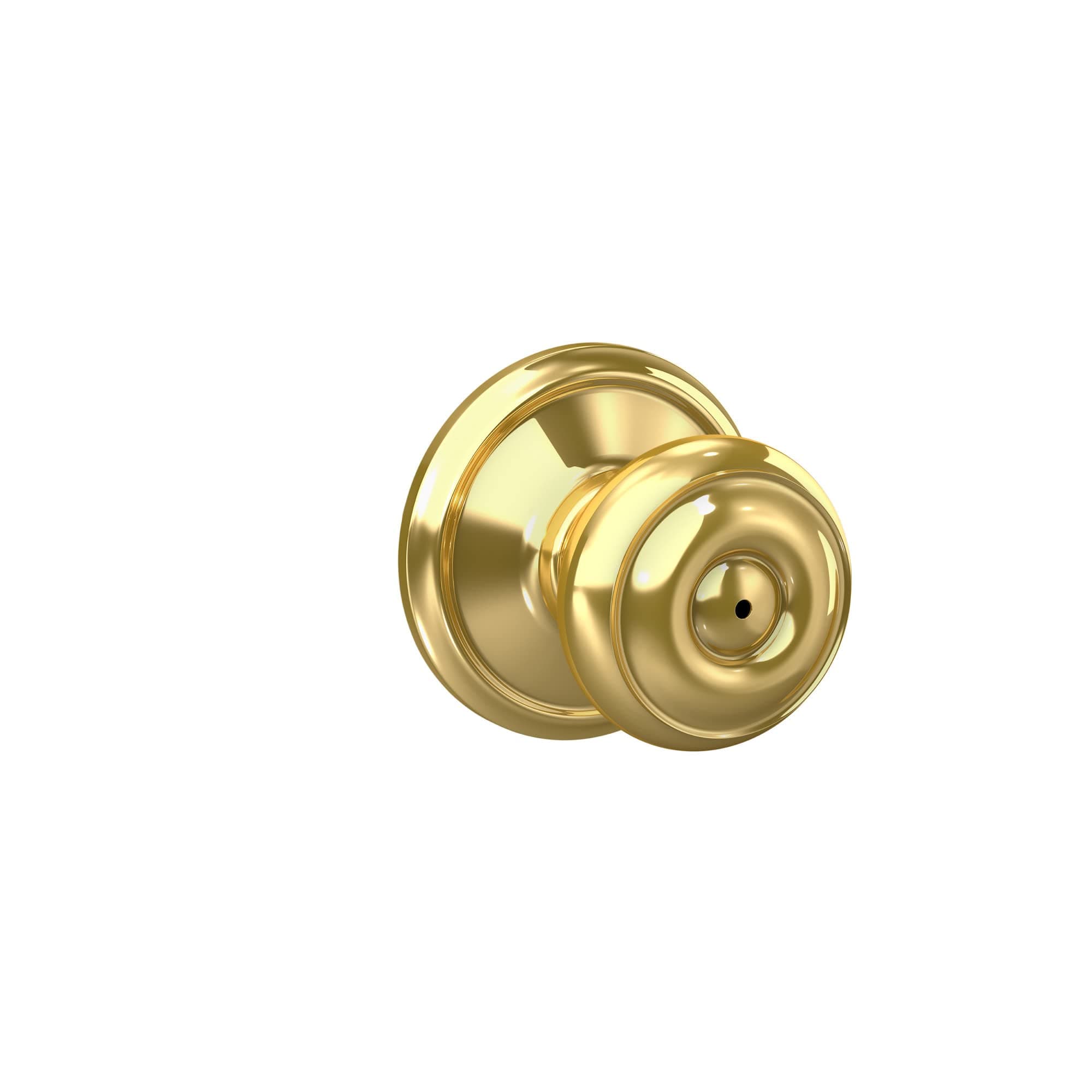 Schlage F40 GEO 605 Georgian Door Knob, Bed & Bath Privacy Lock, Bright Brass 1