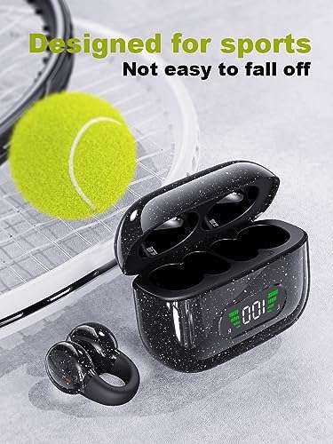 Ear-Clip Headphones Bluetooth 5.3 Open Ear Clip on Headphone Open Earbuds Wireless Bluetooth Bone Conducting Earbuds Painless Wearing Clip Type Bluetooth Earphones Sports Waterproof Ear Headphones 4