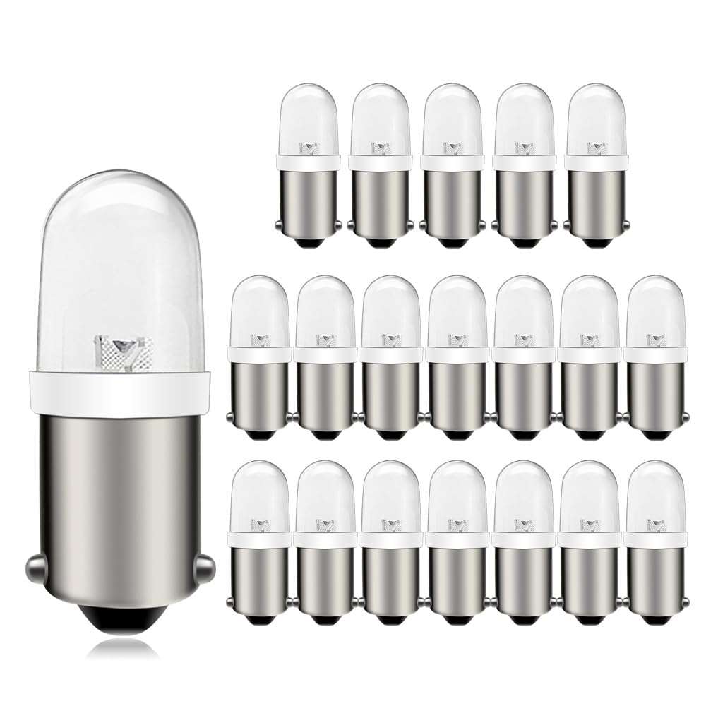 Ruiandsion BA9S 120V White LED Bulb 20-Pack, Neutral White 150LM, General Purpose Replacement for Panel Illumination & Equipment Status Indicator