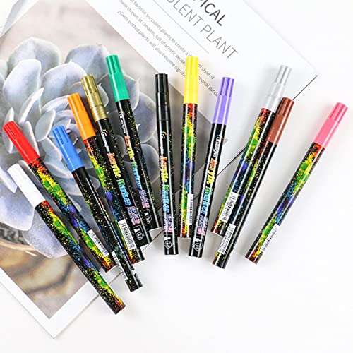 12pcs/Set Acrylic Paint Pens,12 Color Markers 2mm Fine Tip For Rock Painting 3