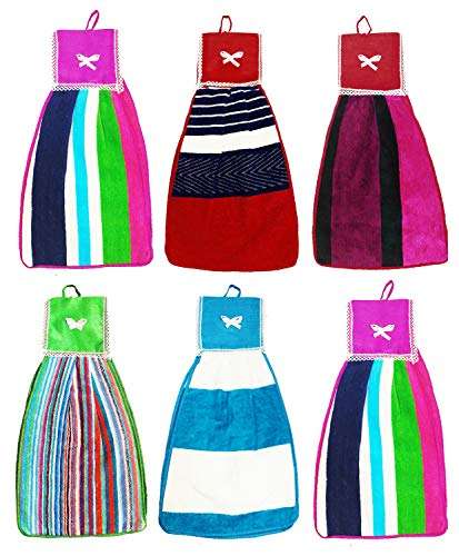 Kuber Industries Hanging Cotton 6 Pieces Cotton Washbasin Napkin/Hand Towel for Kitchen and Bathroom (Multi) 1