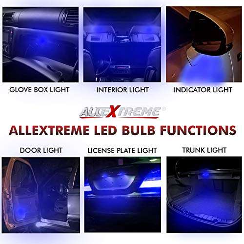 Allextreme EXT10B2P LED Parking Light Super Bright 5 SMD Car Interior License Plate Wedge Dome Trunk Dashboard Bulb for Car Bike and Motorcycle (0.6W, Blue, 2 PCS) 5