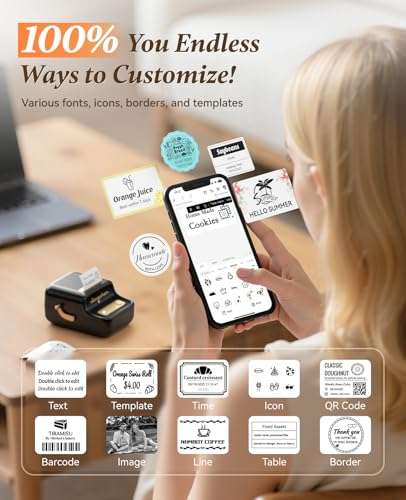 NIIMBOT B21 Inkless Label Maker, Portable Thermal Label Printer for Clothing, Address, Business, Compatible with iOS & Android, with 1 Pack 50x30mm White Label, Black 6