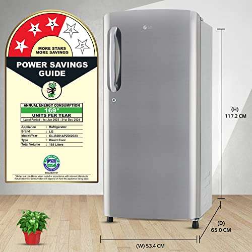 LG 185 L 3 Star Direct-Cool Single Door Refrigerator (GL-B201APZD, Shiny Steel, Fast Ice Making, Gross Volume- 190 L) 4
