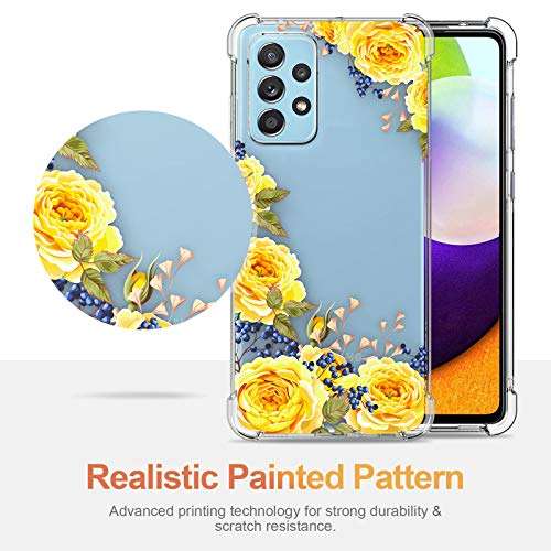 Samsung Galaxy A52 Case,PULEN Galaxy A52 Case Clear Cover Soft TPU Ultra Clear Anti-Drop Shockproof in Four Cornors for Samsung A52 4G/ 5G (Rose Yellow) 4