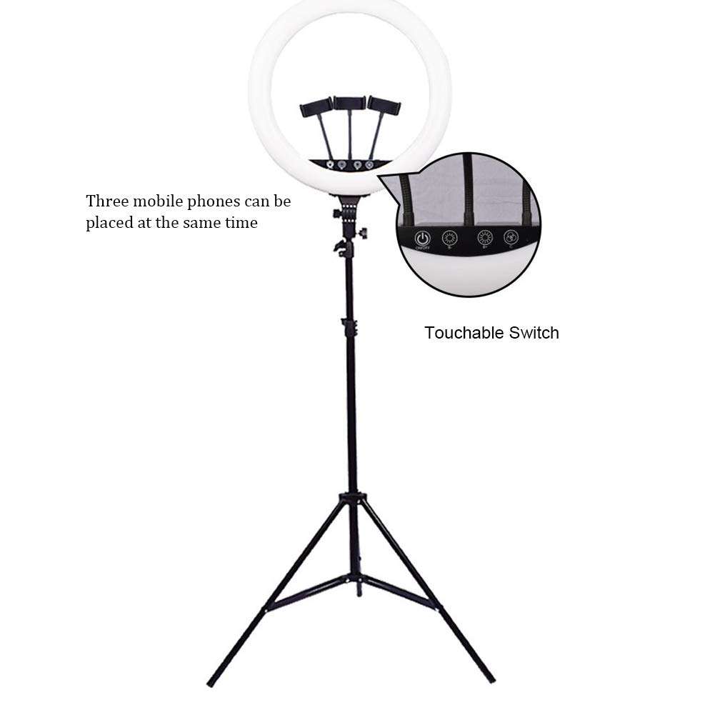 ZZZL Live Lighting Fill Light, with Adjustable Tripod and Phone Holder Used for Live Broadcast Photography and Makeup 18'' Ring Lighting 6