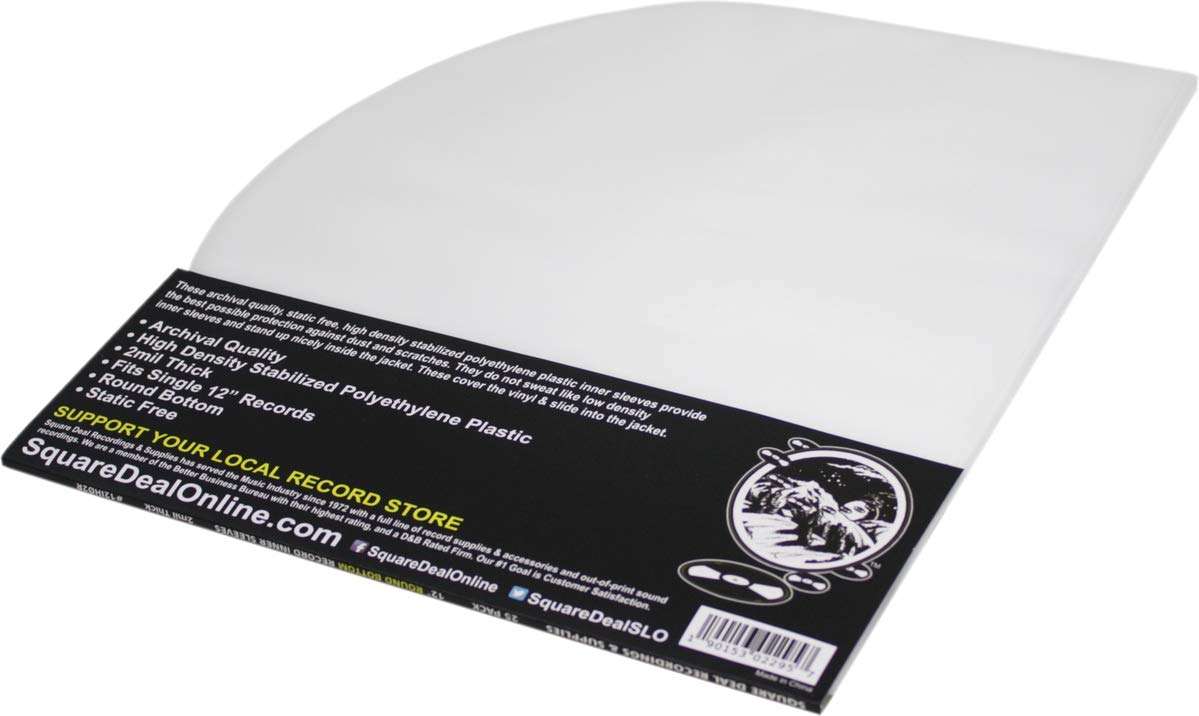 (25) 12" Round Bottom Record Inner Sleeves - 2 Mil Thick - Archival Quality, Anti-Static HDPE #12IH02R 2