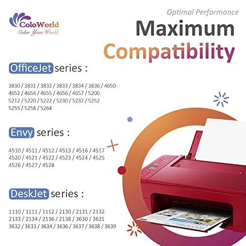 ColoWorld Remanufactured Ink Cartridge Replacement for HP 63XL 63 XL Work with Envy 4520 3634 OfficeJet 3830 3831 5252 4650 5258 5255 DeskJet 3636 3630 1112 1110 3637 3639 Printer (2 Black, 1 Color) 2