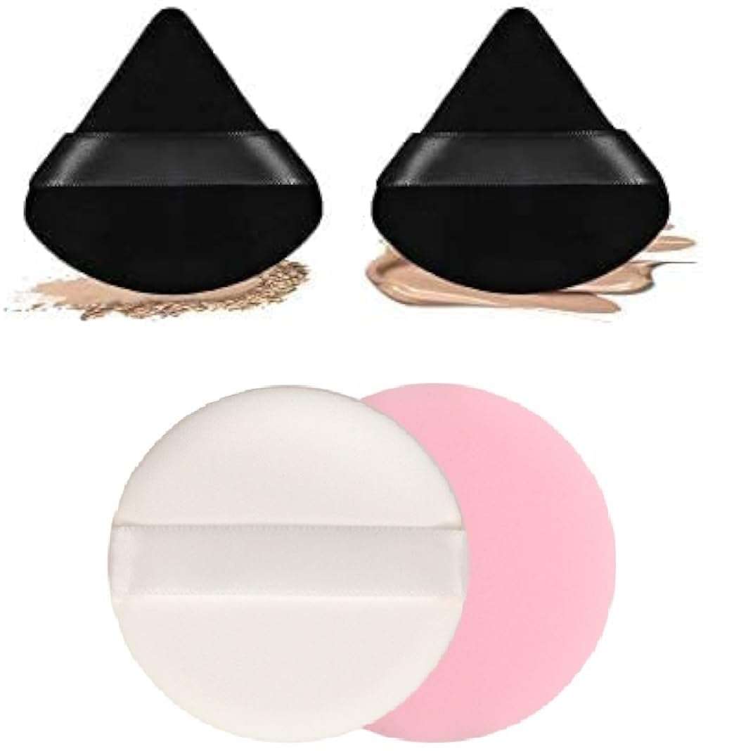 Facejewel 8 Pcs Professional Makeup Brush Set With Pouch 1Pcs(Lite Pink) Round cotton powder puff makeup 1Pcs Makeup Soft Triangle Powder Puff Finger Puff 1pcs Finger Makeup blender Sponge 5