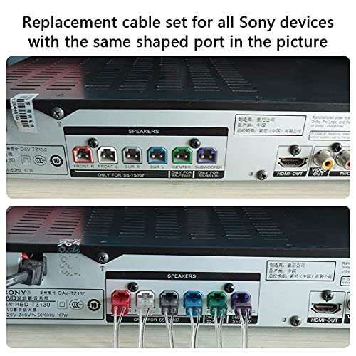 ExploreHome Set of 6 Replacement Speaker Wire Cord Cable Kits for Sony BDV-T10 BDV-T11 BDV-T28 BDV-T37 BDV-T57 BDV-T58 BDV-T79 BDV-Z7 Surround Sound System 4