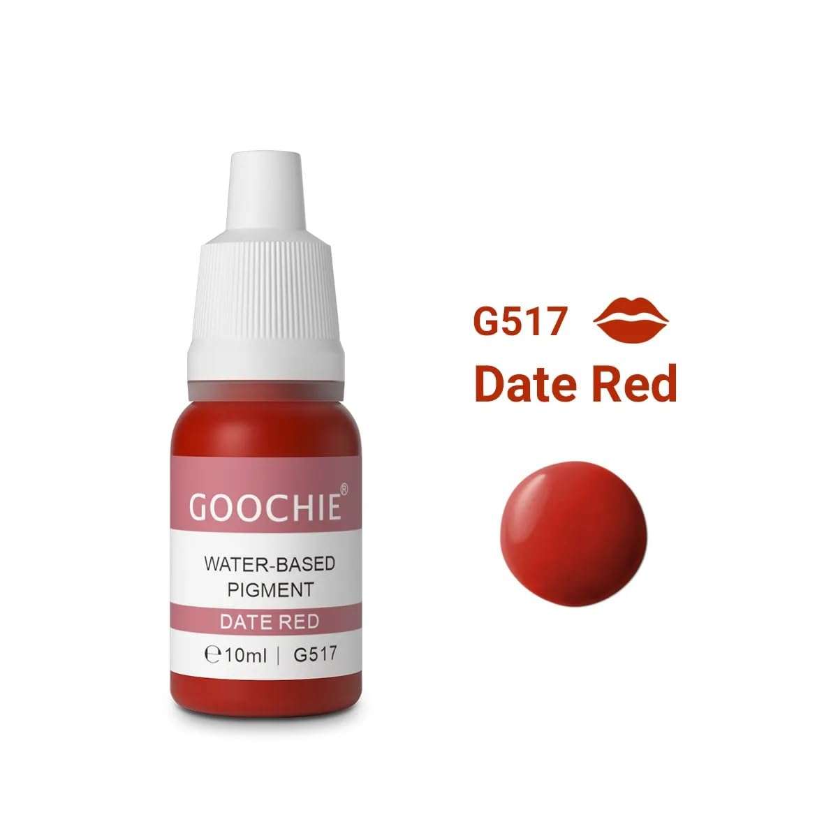 Goochie Superior Semi Organic Liquid Water Based Micro Pigment EU Standard Machine Permanent Makeup Pigment 10ml Lip Pigment Date Red - G517 3