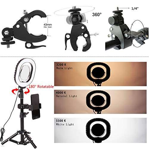 7×6" Selfie Ring Light,Dimmable USB Desktop lighting with Adjustable Stand & Cell Phone Holder for Live Stream/Makeup, for Vlog, YouTube Video/Photography, Compatible with iPhone Android (oval) 6