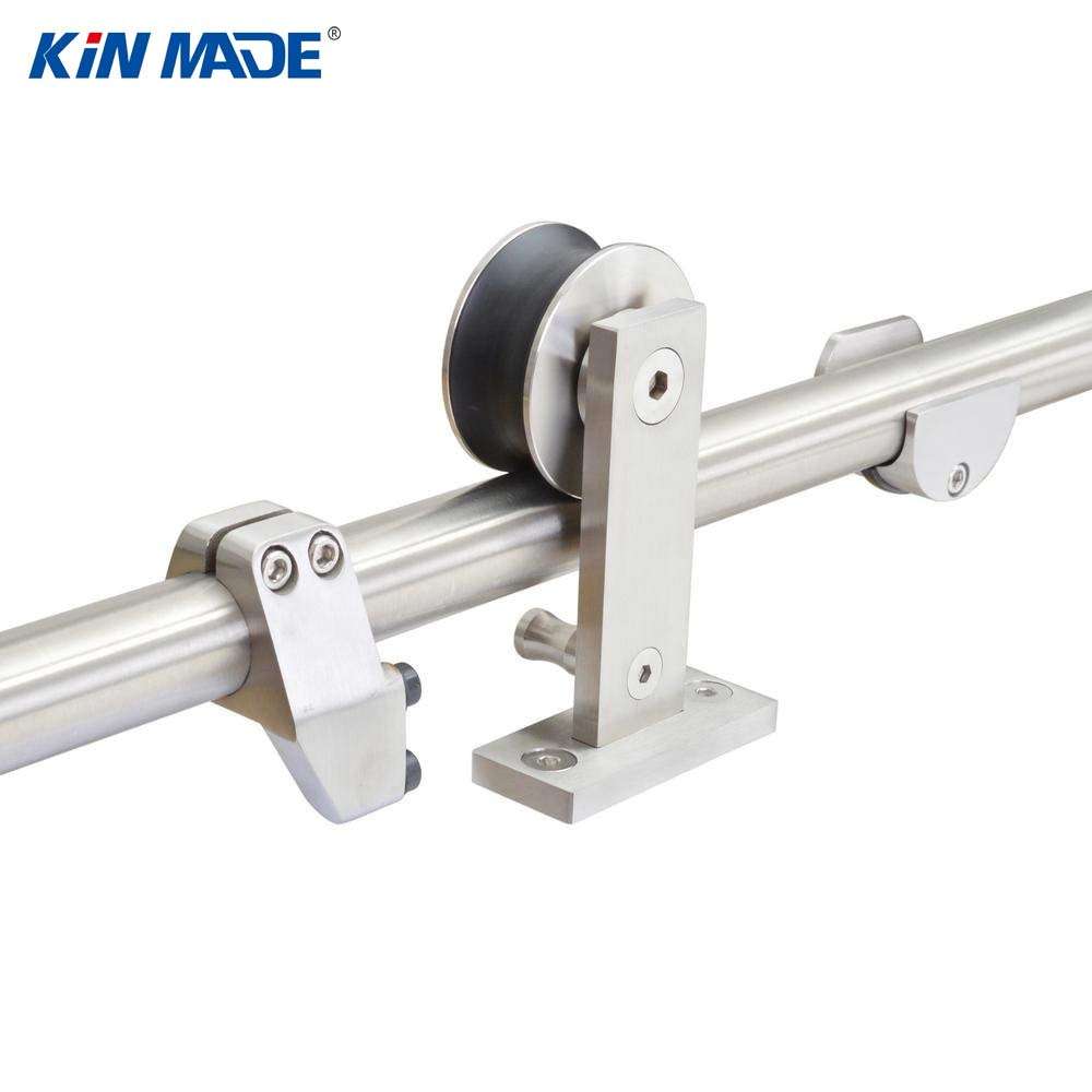 KIN Made USA Warehouse Top Mounted Wooden barn Door Hardware Sliding Kits Including Handle - (Length: 3.6m Double kit) 6