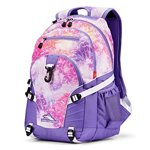 High Sierra Loop Backpack, Travel, or Work Bookbag with tablet sleeve, One Size, Unicorn Clouds/Lavender/White 1