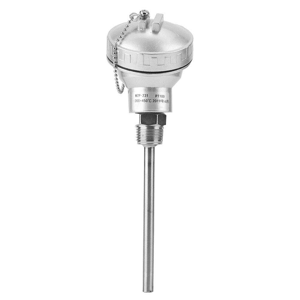 1/2" NPT Thread Thermocouple Terminal Head PT100 Stainless Steel Temperature Sensor Probe (100mm)