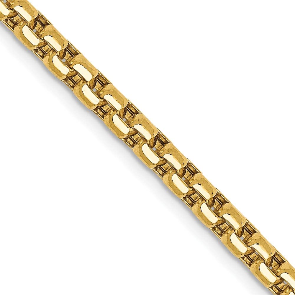 Diamond2Deal 14k Yellow Gold 30" 3.6mm Semi-Solid Round Box Chain Necklace with Lobster Clasp