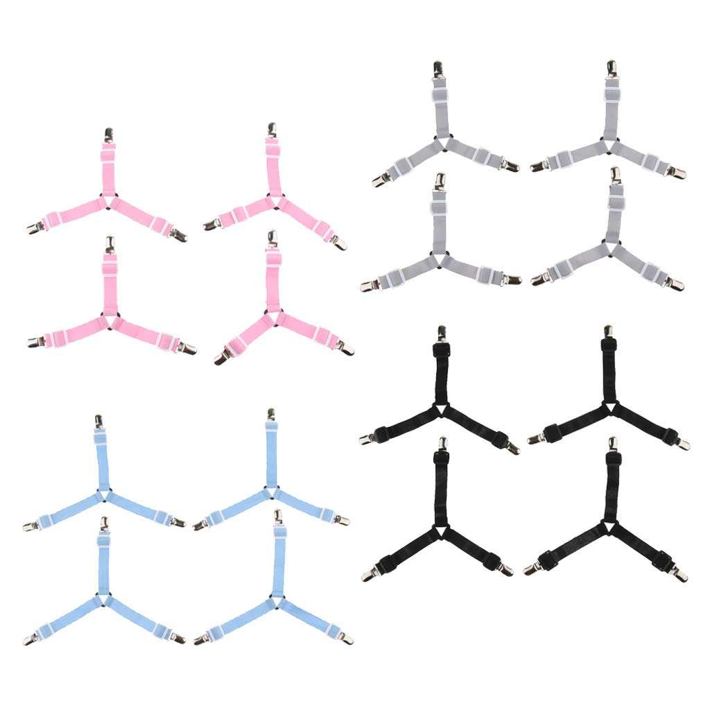 arythe 4xTriangle Bed Mattress Sheet Clips Grippers Straps Fastener Suspender Pink