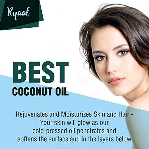 Organic Extra Virgin Coconut Oil by Ryaal, Cold-Pressed, Kosher, Cruelty-Free, Hair Color Corrector, Unrefined- Skin Moisturizer, Hair Treatment & Baking. (200ML) 3