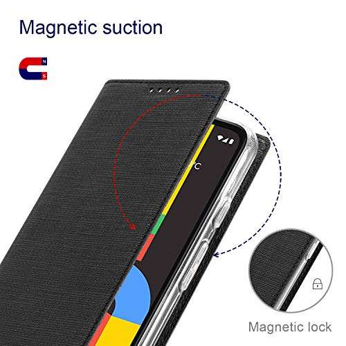 DOOTOO for Google Pixel 4a 5G Case PU Leather Magnetic Flip Full Protection Kickstand Shockproof Cover Case for Google Pixel 4a 5G (Black) 4