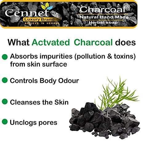 Cennet Activated Charcoal Soap For Women, Deep cleaning & Moisturising Skin & Remove Pimples, Blackheads, Acne Skin care soap.(Set of 2)(2 X 100g) 2