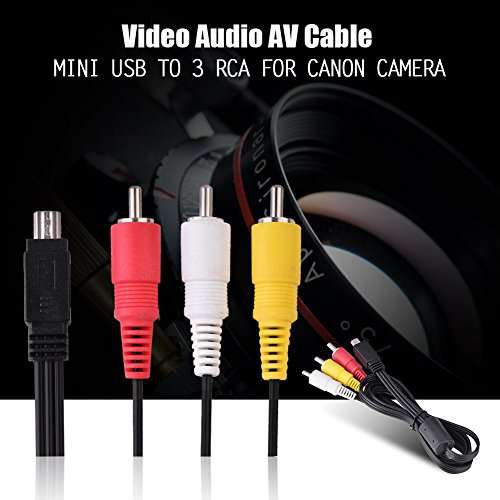 Demeras Mini USB to 3 RCA AV Cable for Camera to TV Wire - Compatible With IXUS 990 IS 980 IS 970 6
