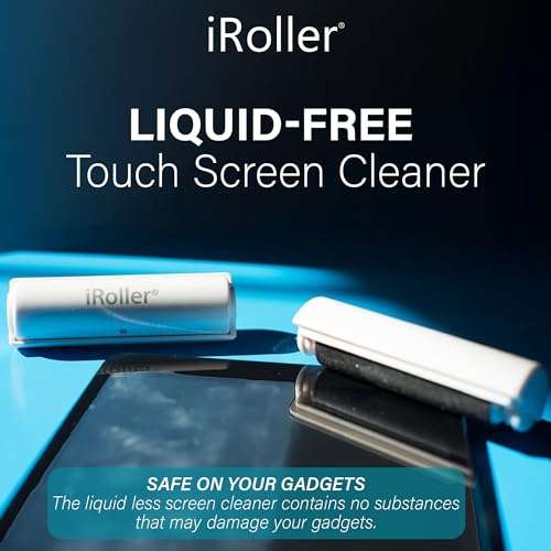 iPad Screen Cleaner by iRoller - Pack of 3 - No Need for Spray or Wipes, Liquid Free - Reusable & Washable -Portable Phone Screen Cleaner for Touchscreen- Ideal for Smartphone, Macbook, Monitor - 3.5" 5