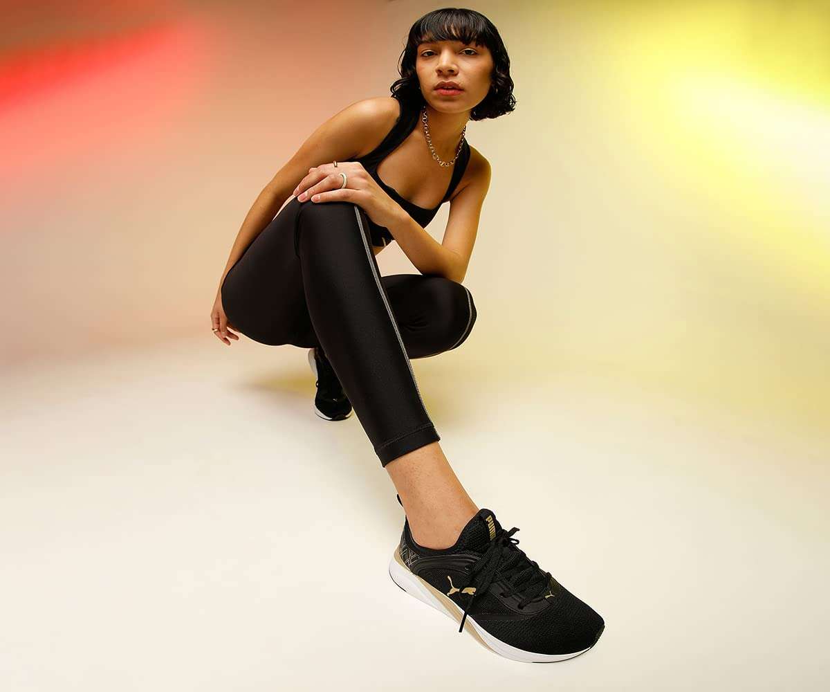 Puma womens Softride Ruby Deco Glam Wn's Puma Black-Puma Team Gold Walking Shoe-3 UK (37705201) 5