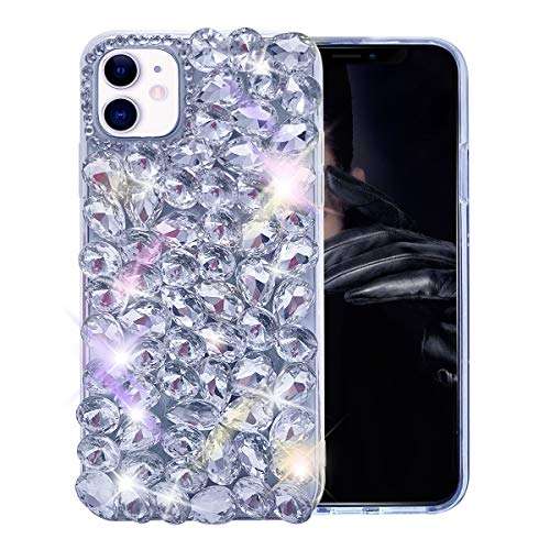 Bonitec for iPhone 11 Case 3D Glitter Sparkle Bling Case for Women Luxury Shiny Crystal Rhinestone Diamond Bumper Clear Gems Protective Case Cover 2