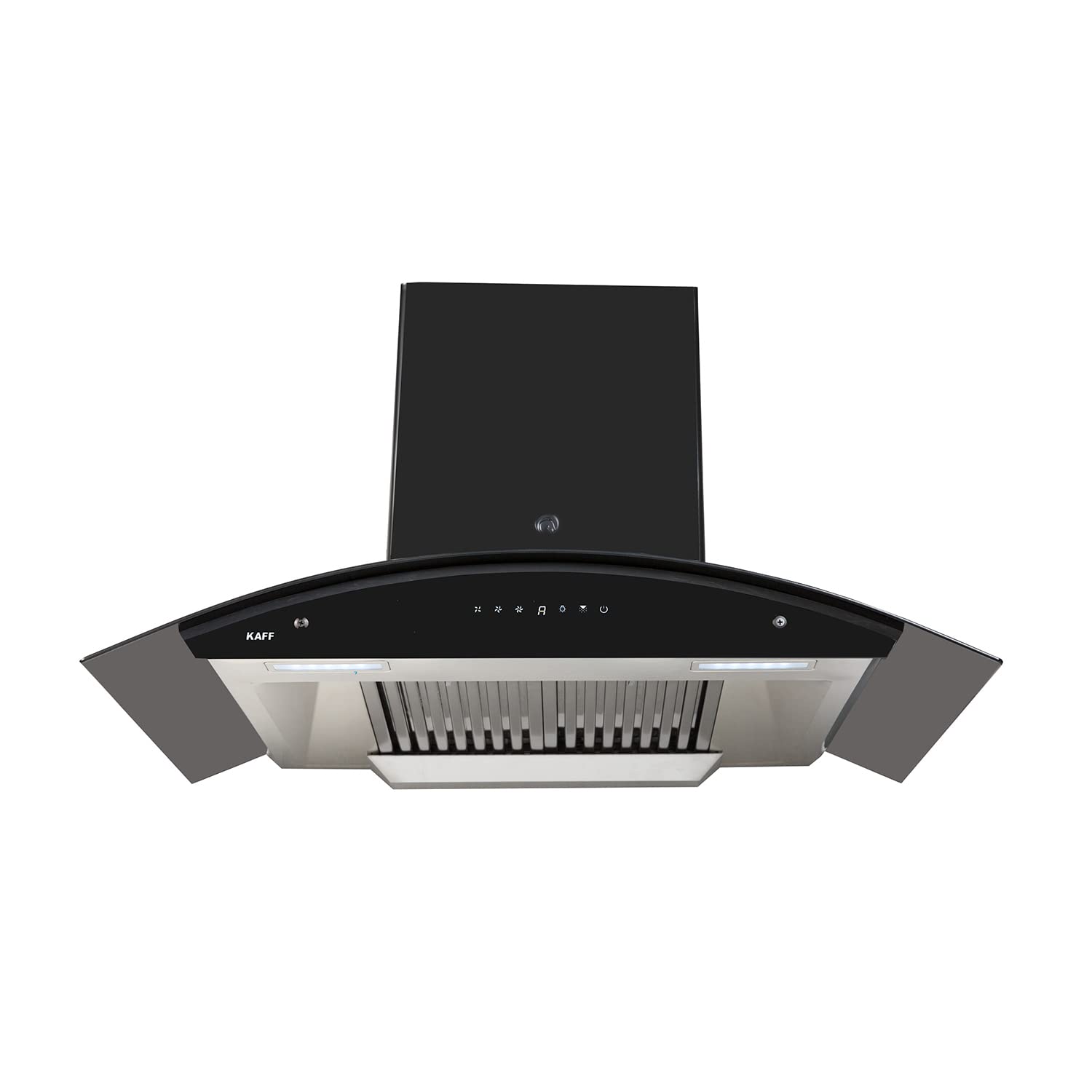 KAFF PRIMA TX DHC 90 Baffle Filter Auto Clean Curved Glass Kitchen Chimney 90 CM with 1180 m3/hr Suction Capacity, Touch with Motion Sensor Control, Energy Saving LED Lights (Black) 1