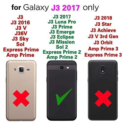 Asuwish Compatible with Samsung Galaxy J3 Luna Pro J 3 Prime 2017 Emerge 3J Eclipse Mission Wallet Case Tempered Glass Screen Protector and Flip Cover Card Holder Phone Cases for Glaxay S327VL Brown 2