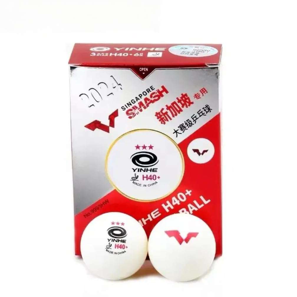 Ppbigu Yinhe/Galaxy 6pcs New Material H40+ 3-Star WTT Pingpong Balls, 2024 Singapore Grand Slam Table Tennis Balls, Seamed ABS ITTF Aproved Table Tennis Racket Ball (1-Pack-6-Balls) 3