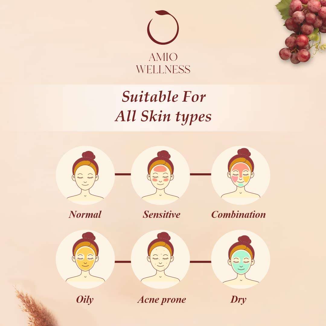 Amio Wellness Wine Sleeping Mask with Niacinamide & Hyaluronic acid | Glowing skin | Pure and Natural | Paraben and SLS Free | Reduces fine lines, wrinkles, helps in skin glow | Pack of 10gm 3