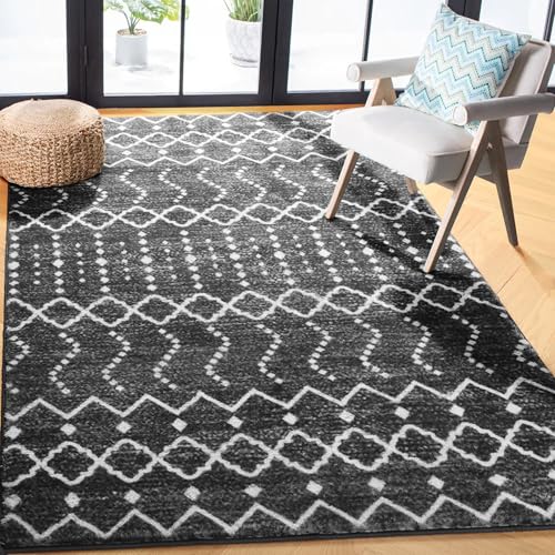 ONASAR Moroccan Area Rug, 3x5 Machine Washable Entryway Rug Indoor Door Mat Non-Slip Kitchen Rug Boho Bedroom Rug, Small Vintage Throw Rug for Bathroom Laundry Room Dorm Kitchen Mat (Black/White)