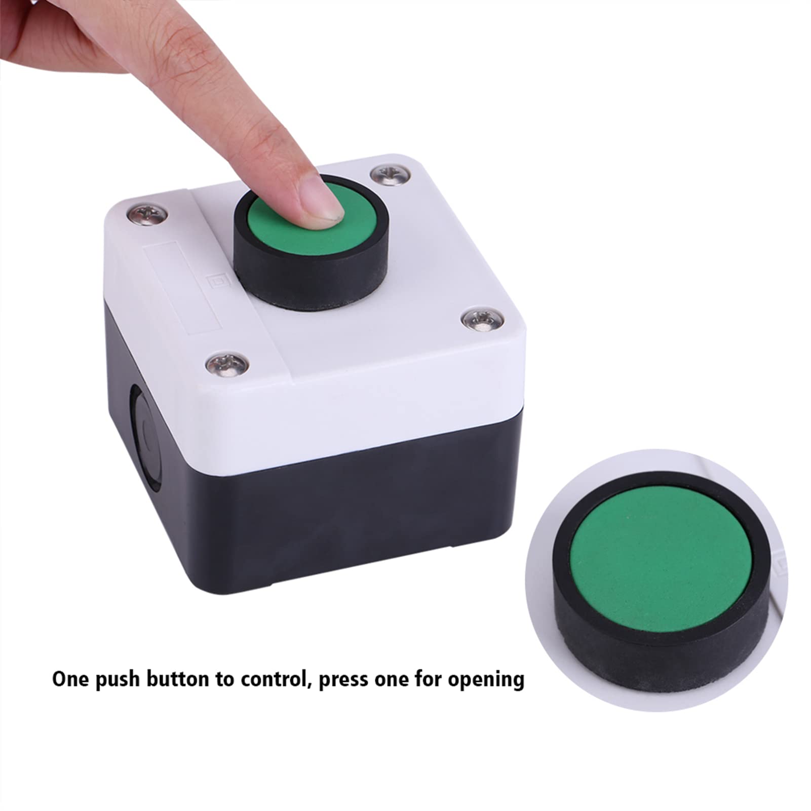 XIASABA Push Button Switch Box Weatherproof Green Push Button Button Control Box for Gate Opener One Button Control Switch Station Box Button Box Doorbell Button 3