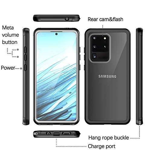 SZFIRSTEY for Samsung Galaxy S20 Ultra Case, Built-in Screen Protector Full Body Heavy Duty Dust Shockproof Case Support Wireless Charging for Galaxy S20 Ultra 5G 6.9 inch-2020(S20 Ultra-Black) 5