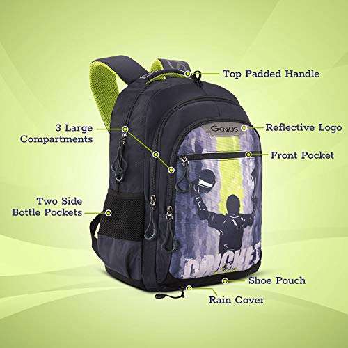 Genius 15 cms Black School Backpack (BLASTER17SBBLK) 2