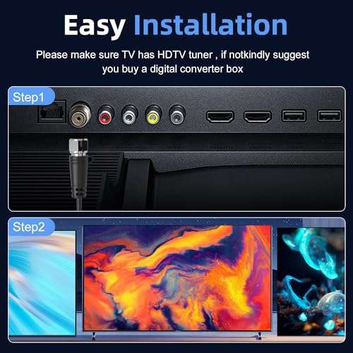 HD Digital TV Antenna Small Indoor Outdoor, Includes Magnetic Base and 360° Reception Support Smart 4K 1080P Fire and All Older TV's HDTV Television for Free Local Channels -10ft Coax Cable 3