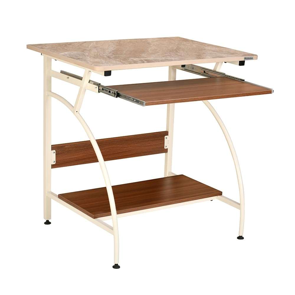 Nilkamal Alwin Computer Table|Engineered Wood|Dedicated Keyboard Drawer|CPU Shelf|Ideal for Living Rooms, Bedrooms, Offices, Library, Computer Rooms|Ivory/Walnut 4