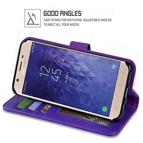 ERAGLOW Galaxy J7 2018 Case/J7 V 2nd case/J7 Refine/J7 Star/J7 Aero/J7 Crown/J7 Top/J7 Aura/J7 Eon Case,Luxury PU Leather Wallet Flip Protective Case Cover for Samsung Galaxy J737 (Purple) 5