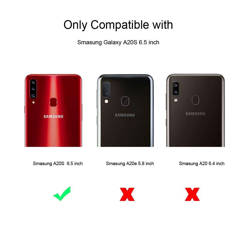 Avesfer for Samsung Galaxy A20S Case (Not Fit A20) with Screen Protector Tempered Glass Lightweight Shock Absorbing Resilient TPU Phone Cover [Scratch Resistant] Carbon Fiber (Navy) 2
