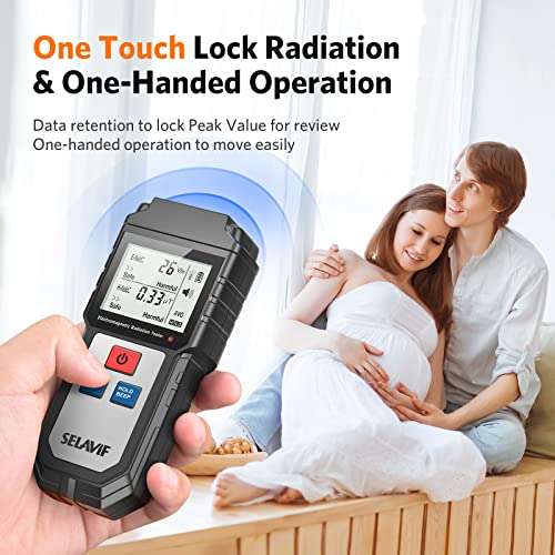 EMF Meter Electromagnetic Field Radiation Detector-Handheld Digital LCD Backlight EMF Detector for Home Office Outdoor Inspection with Sound-Light Alarm-Silver 6