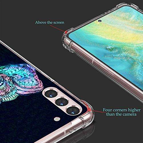 Ecute Clear Slim Protection [Air Armor Designed] Case Cover Compatible with Samsung Galaxy S21 6.2 inch 2021 Released (Not for S21FE,S21+Plus,S21 Ultra) - Moon Dolphin (Galaxy Elephant) 5