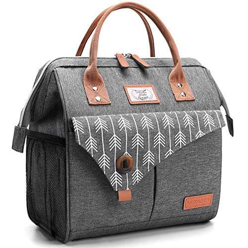 Lekesky Lunch Bag for Women Insulated Lunch Box Leakproof Lunchbox for Adult Work, Grey 1