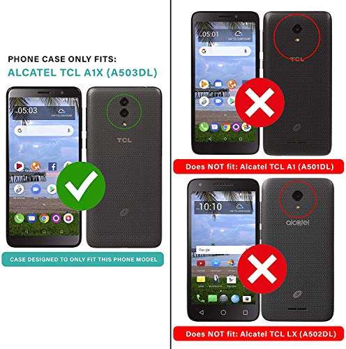 E-Began Case for Alcatel TCL A1X (A503DL), Alcatel Onyx (5008R) with Tempered Glass Screen Protector (Full Coverage), Belt Clip Holster Kickstand Shockproof Protective Heavy Duty Armor Case (Black) 2