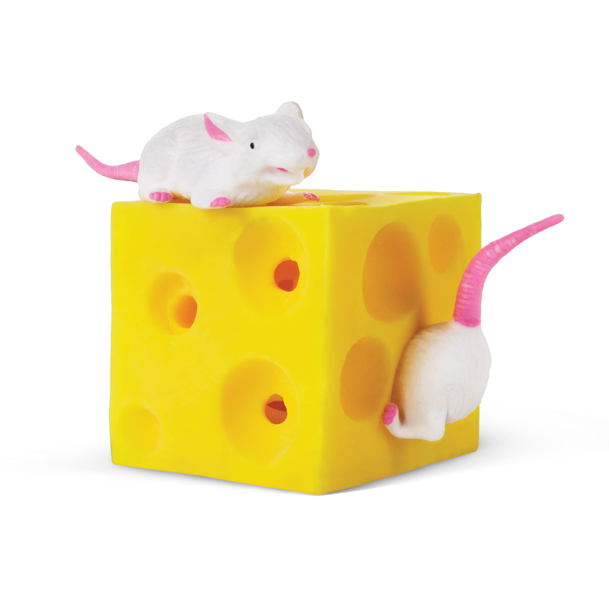 Play Visions Stretchy Mice and Cheese Toy - 2 Squishable Figures And Cheese Block - Stress Busting Fidget Toy 1